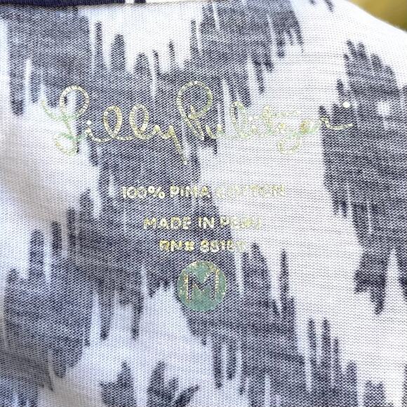 Lilly Pulitzer Beacon T-Shirt Dress 3/4 Sleeve Fish Blue White Women's Medium - Picture 2 of 4